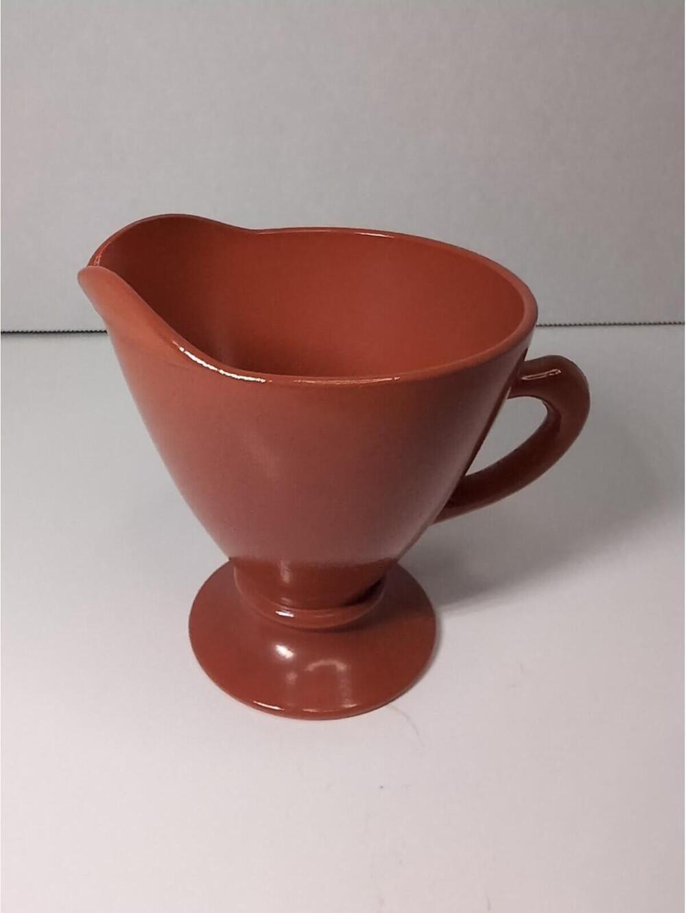 VINTAGE MID-20th CENTURY HAZEL-ATLAS OVIDE PLATONITE CREAMER - Burnt Orange A94